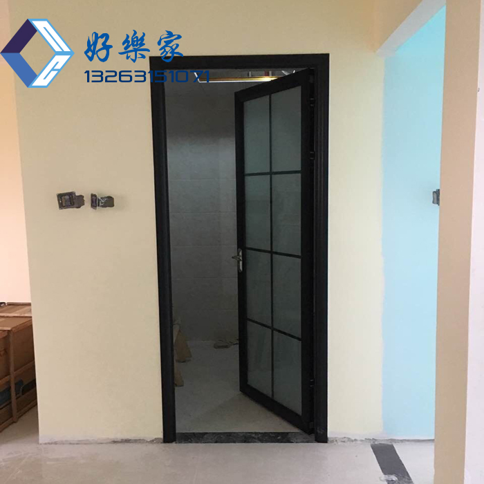 北京定做铝镁钛合金豪华双包套厨房卫生间浴室钢化玻璃平开门移门