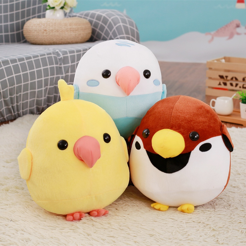 创意小鸟兵团公仔卡通可爱鹦鹉麻雀玩偶安抚娃娃抱枕毛绒玩具礼物