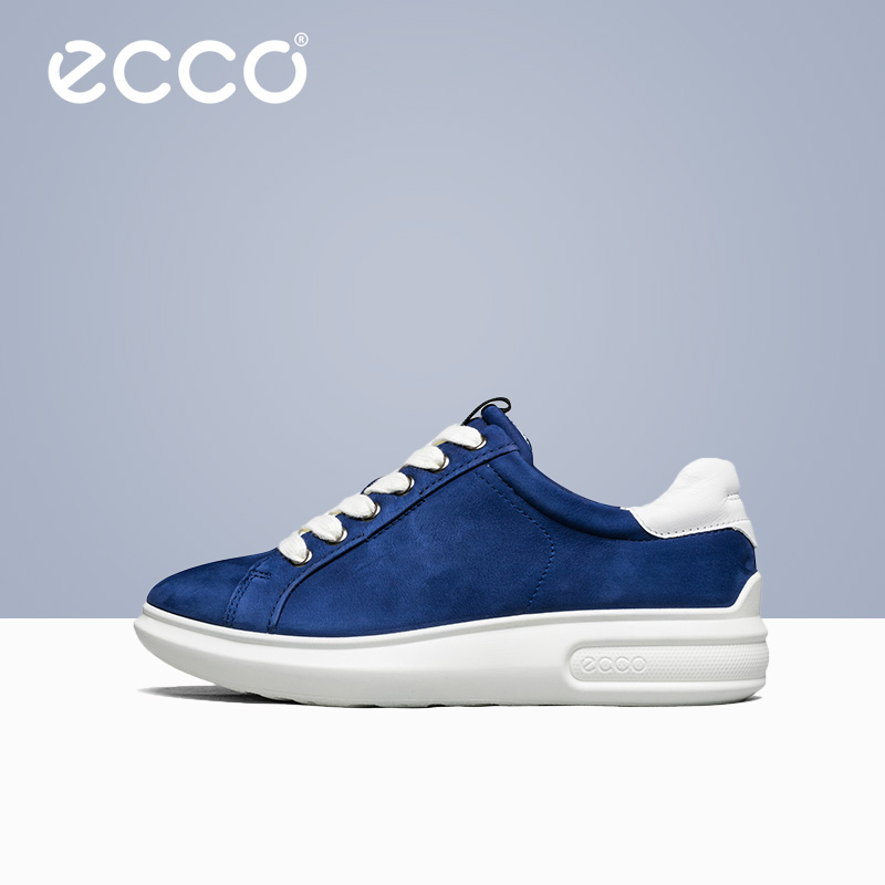 ECCO爱步休闲时尚磨砂小牛皮女鞋平底系带板鞋 柔酷3号系列221523