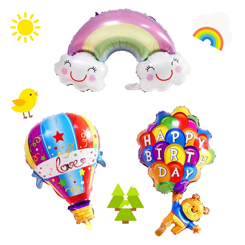 2018年新款气球 彩虹降落伞热气球 生日派对布置装饰铝膜气球