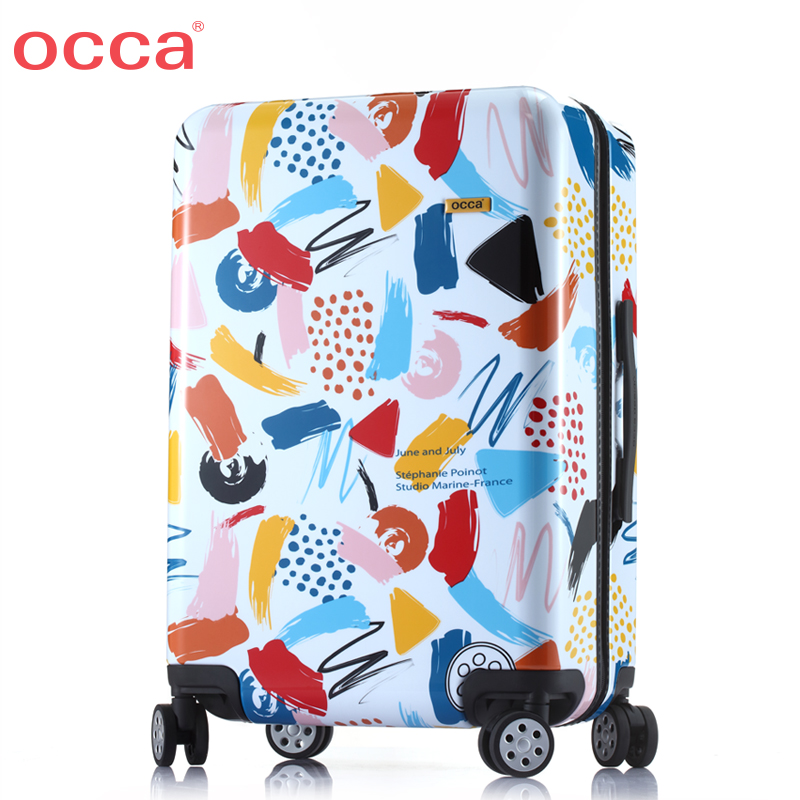 OCCA印花拉杆箱女抽象行李箱24男旅行箱20寸万向轮潮流个性登机箱