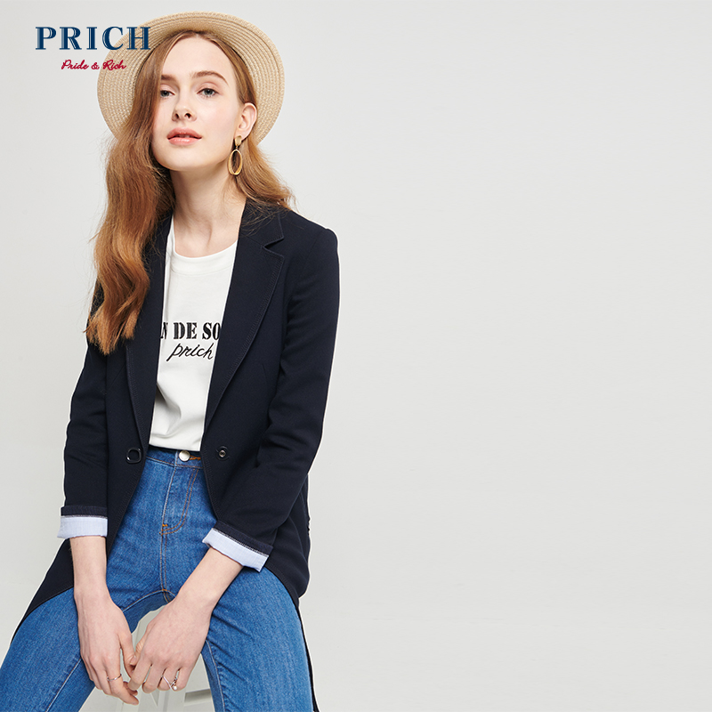 PRICH西装外套女韩版2019春季新款休闲复古chic上衣PRJK95155M