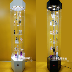 手机珠宝样品玻璃展柜展示柜旋转化妆品产品精品礼品亚克力首饰品旋转饰品展示柜