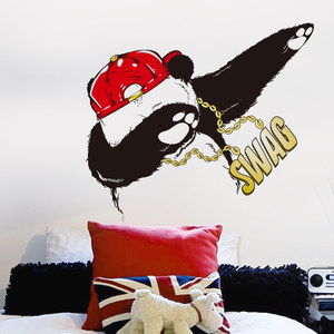 海报纸墙贴宿舍男生寝室墙面墙壁装饰自粘墙纸创意个性嘻哈熊猫贴