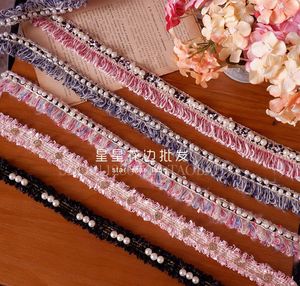 新款小香风毛线钉珠珍珠织带蕾丝花边带 diy span class=h>装饰/span