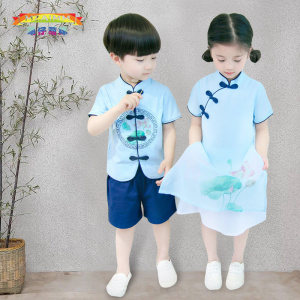 六一节儿童演出服装民国风童装男女童合唱服汉服表演服幼儿园服夏儿童汉服