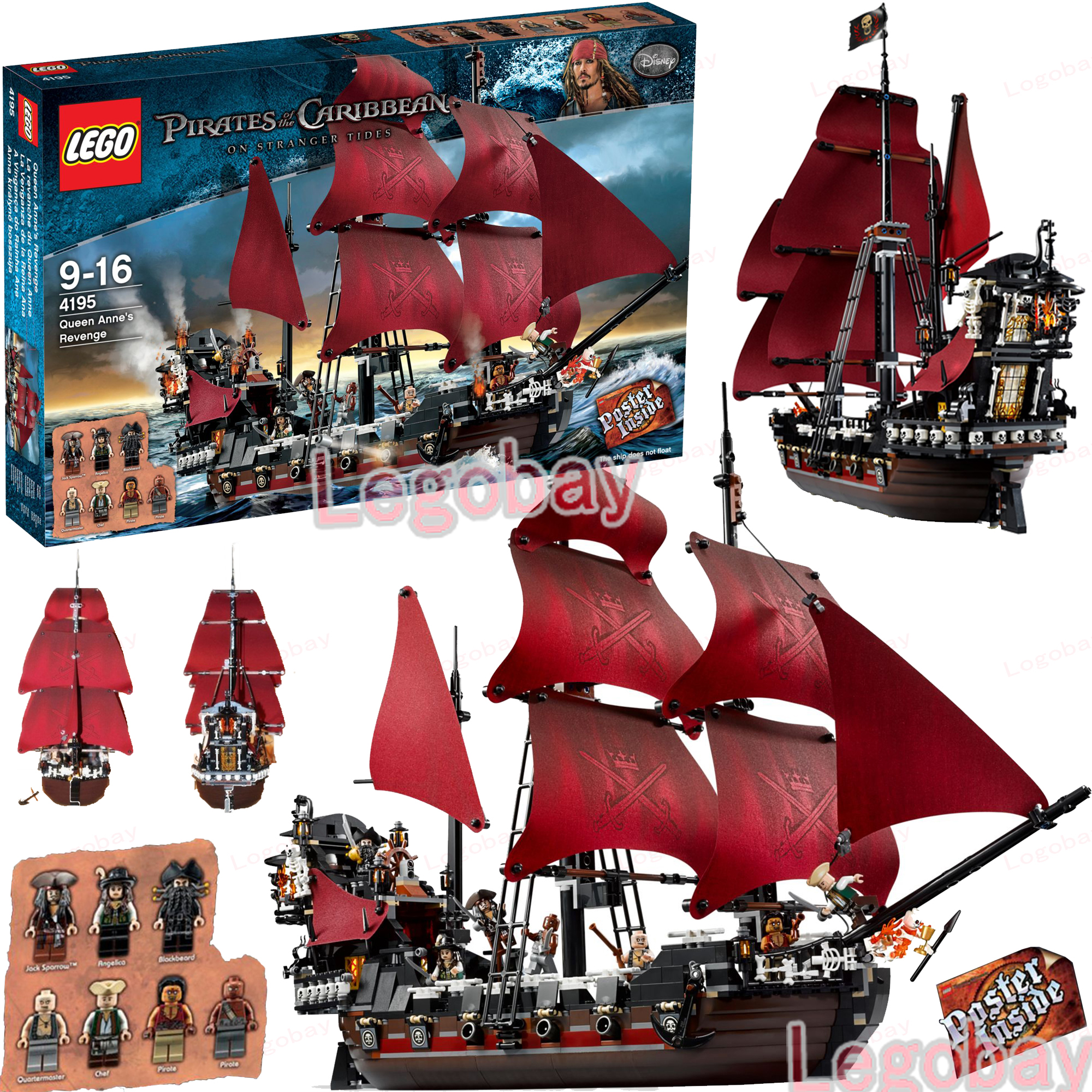 LEGO/乐高 4195加勒比海盗船战舰安妮女王号大帆船拼装积木玩具