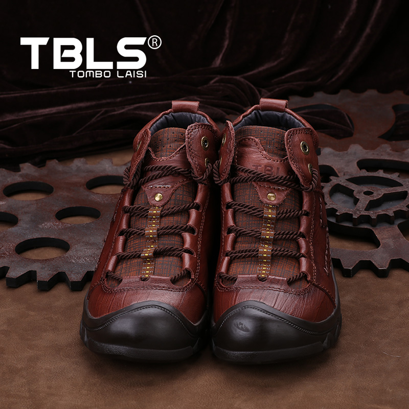 TBLS/汤铂莱斯冬季新款男士棉靴真皮加绒短靴皮靴纯羊毛保暖棉鞋