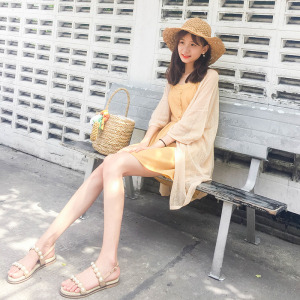 胡楚靓HUCHUJING中长款薄针织开衫宽松外套女空调衫防晒衣女开衫外套