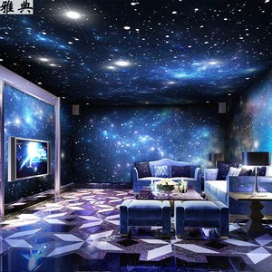 8d立体星空吊顶天花板壁纸ktv酒店酒吧壁画3d复古网吧包厢背景墙$