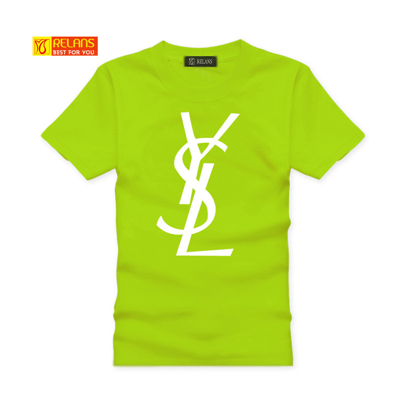 RELANS J3071 时尚欧美休闲英文字母 印花 精梳棉短袖T恤绿色