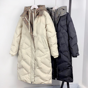 class=h>千鸟格 /span> span class=h>羽绒服 /span>女中长款过膝双