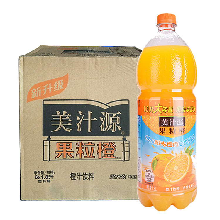 可口可乐 美汁源果粒橙 果味饮料 1.8L  6瓶整箱正品 北京包邮