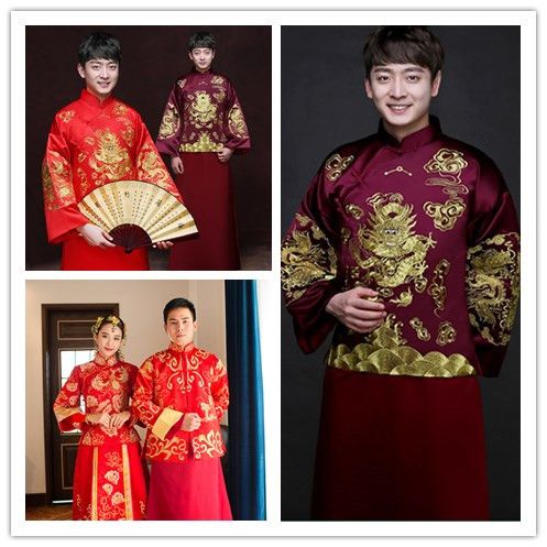 古代新郎喜服男士中式秀禾婚服中国风复古衣服红色汉服结婚礼服装