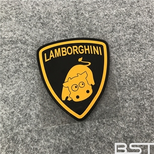 兰博基尼标志兰博基牛原创搞笑贴纸继法拉驴又一超可爱的反光车贴