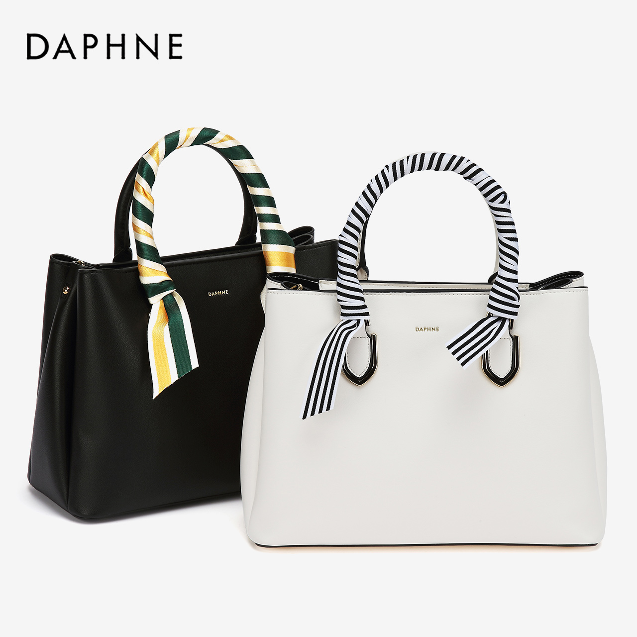 Daphne/达芙妮2019春新款休闲优雅条纹丝带装饰多用包女