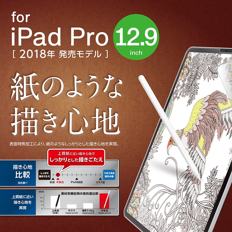 日本ELECOM苹果2018新款iPad Pro11类纸贴膜12.9平板写字绘画纸膜