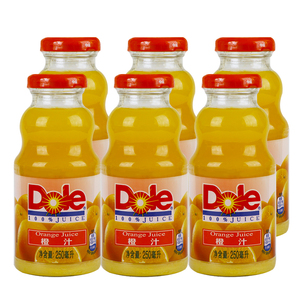 dole都乐果汁橙汁250ml*6瓶 玻璃瓶纯果汁 欢乐颂2同款饮料 33.