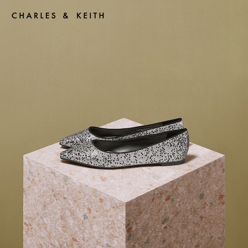 CHARLES＆KEITH女士单鞋CK1-70380605通勤尖头亮片星空平底鞋