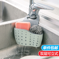 厨房水槽沥水挂袋水龙头海绵置物架洗菜洗碗水池免打孔收纳挂篮
