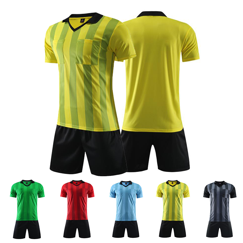 2019新款足球裁判服套装男短袖透气足球服比赛裁判服套装空板定制
