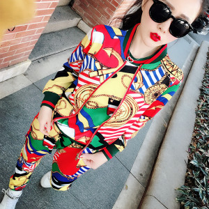 欧洲站春夏女装新款印花显瘦开衫长裤背心三件套旅游显瘦套装潮休闲套装女