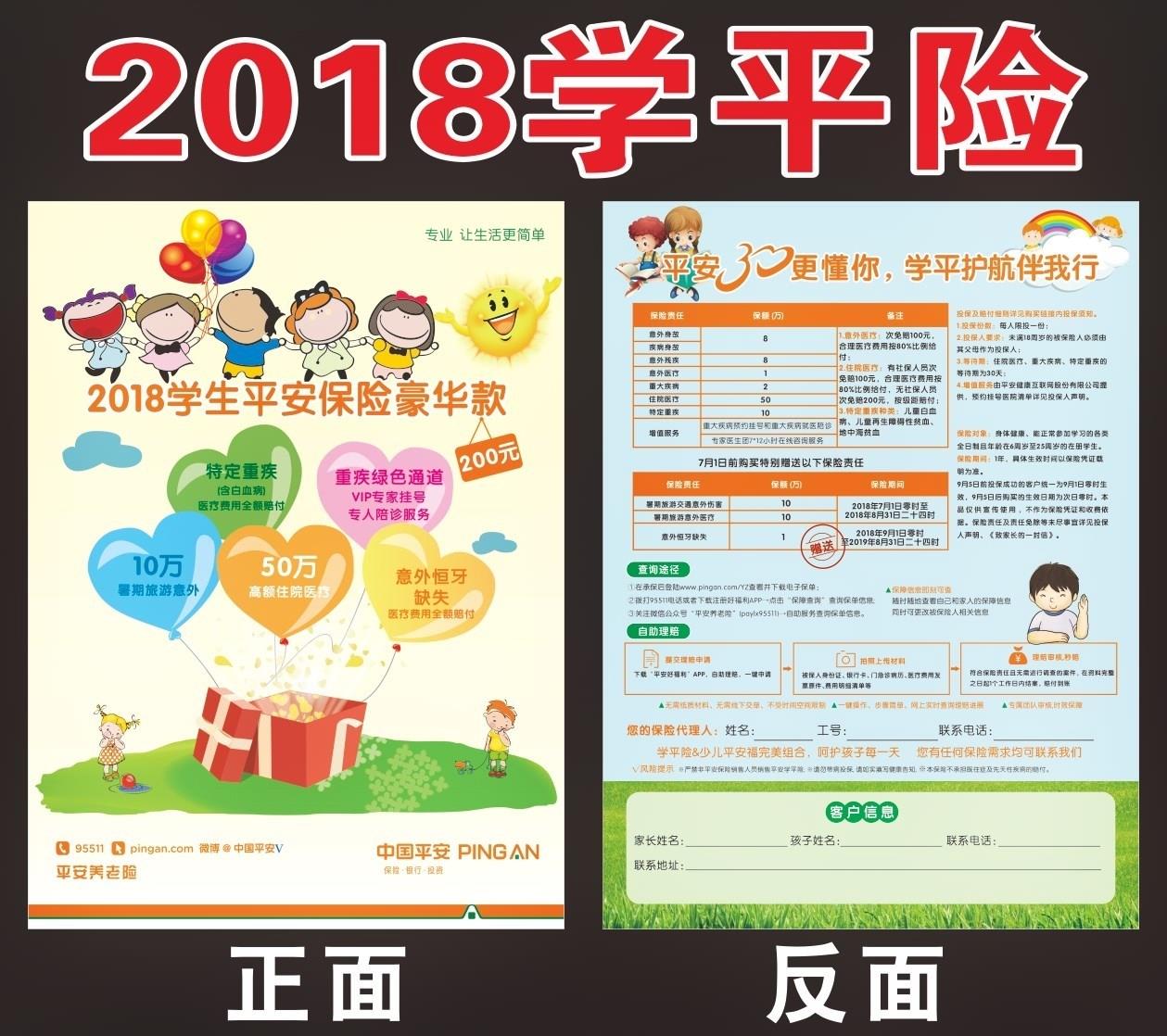 中国保险2018学生学平险卡宣传彩页海报校园摆摊海外展架