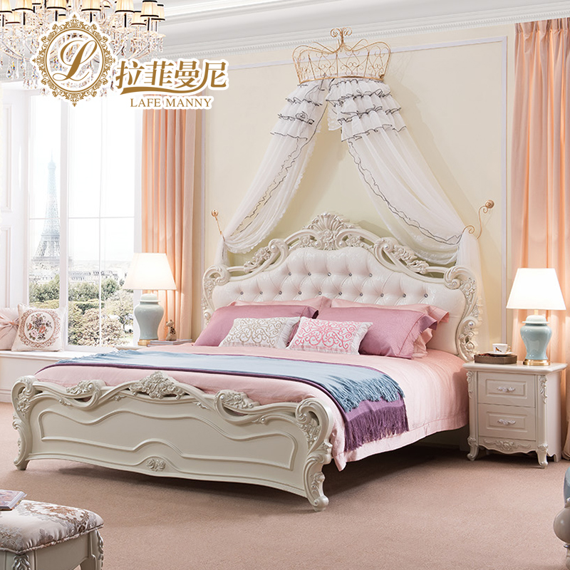 拉菲曼尼欧式床1.8米实木双人床 法式奢华大床主卧婚床田园公主床