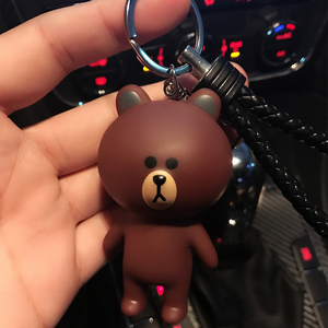 钥匙扣女韩国可爱布朗熊汽车包包挂件饰品腰挂创意情侣钥匙圈环链汽车钥匙扣