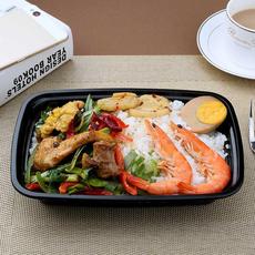 餐盒快餐打包一次性西式饮龙加厚饭盒长方形ml塑料碗美式1000外卖
