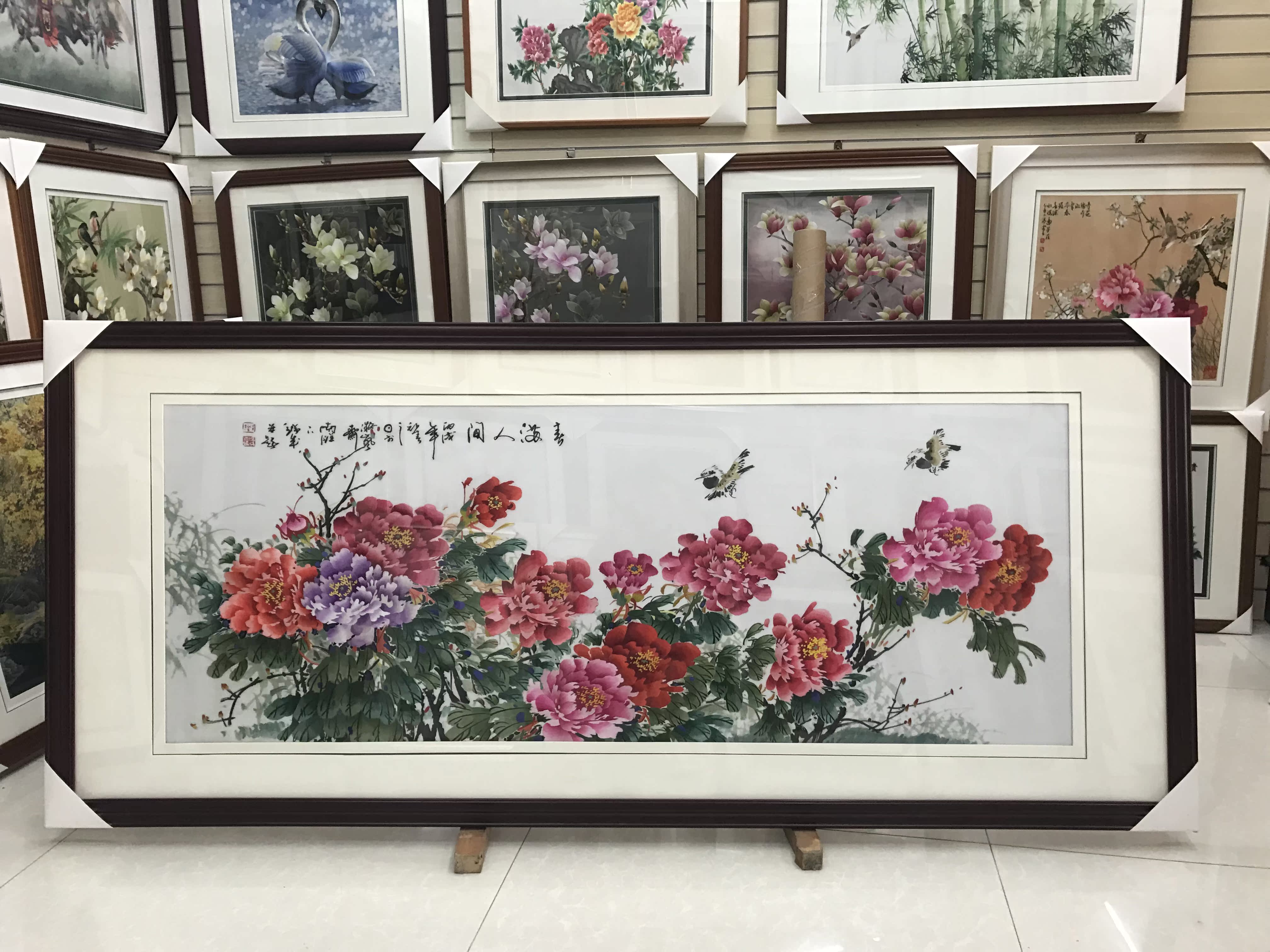 纯手工新款精品苏州刺绣画苏绣成品挂画玄关装饰画60160春满人间