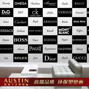 欧美奢侈饰品商场装修服装店香水logo形象背景墙壁纸潮店大牌墙纸