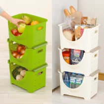日本进口果蔬叠加收纳筐落地多层多功能厨房用品蔬菜水果置物架