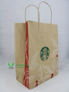 单卖正品星巴克starbucks2015圣诞版牛皮纸袋 礼品包装袋购物袋 ￥ 4.