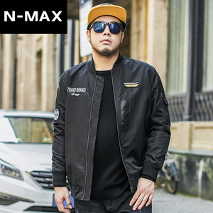 NMAX大码男装潮牌 秋装新款潮胖子飞行员夹克加肥加大棒球服外套潮牌男装