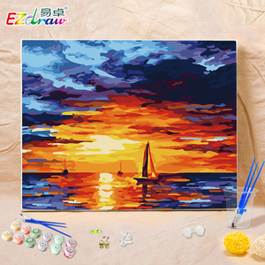 易卓 数字油画diy 客厅卧室风景结婚生日礼物手绘装饰画 晚霞
