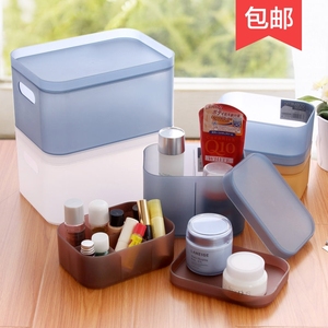桌面收纳盒化妆品盒子办公室塑料小置物架护肤品透明整理盒化妆盒化妆品收纳盒