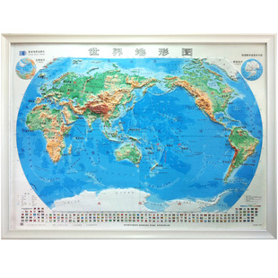 28米x1.68米3d世界地形立体挂图 凹凸边框地图挂图 办公装饰图片