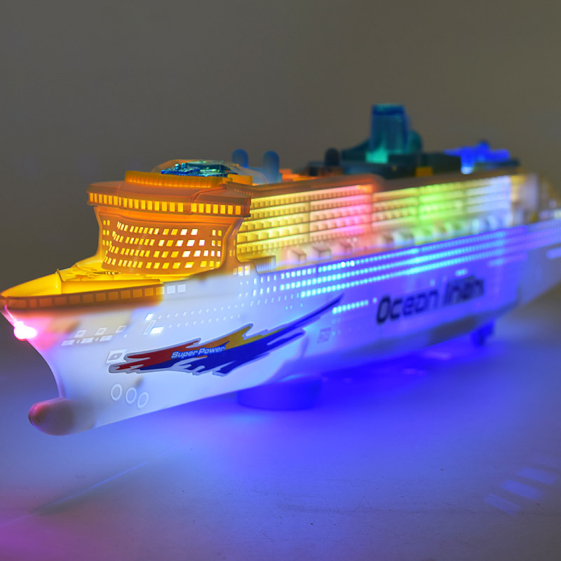 包邮  电动灯光音乐万向 大号豪华游轮模型轮船快艇 儿童电动玩具