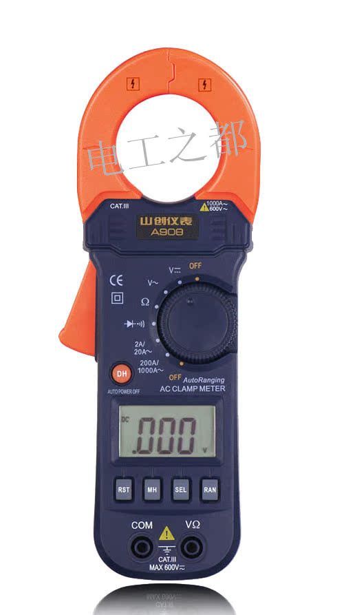 厂家直销 山创A908电流2A-1000A带保护功能钳形数字万用表