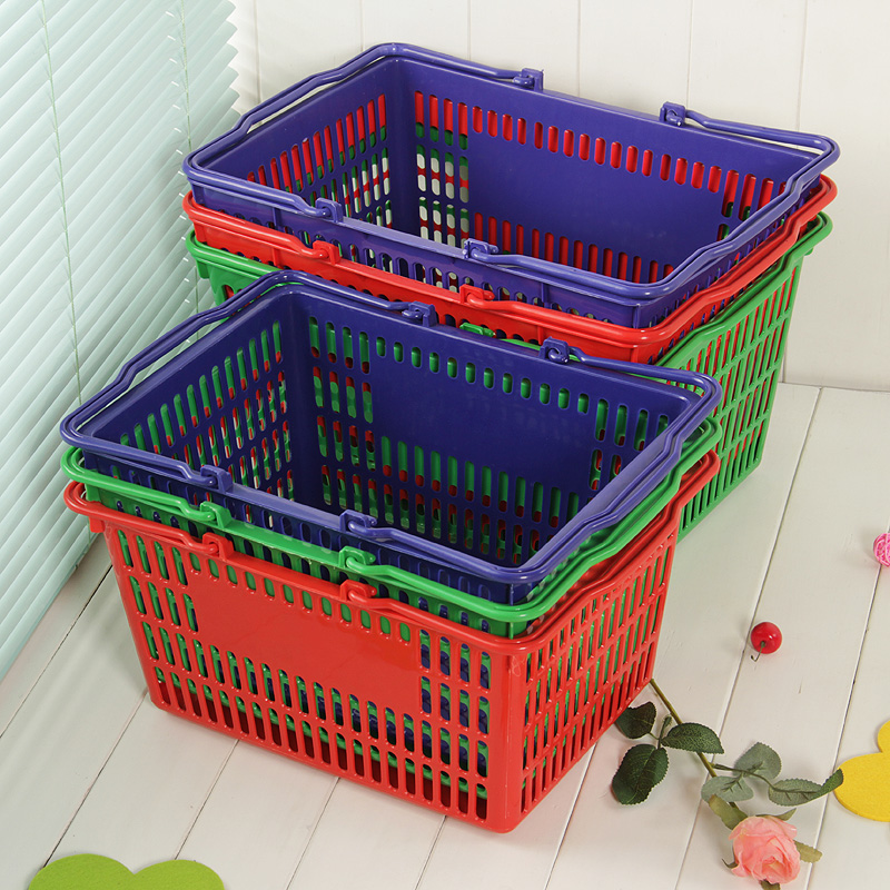 米爱 塑料菜篮子 提菜篮手提篮洗澡篮子野餐篮超市购物篮塑料篮