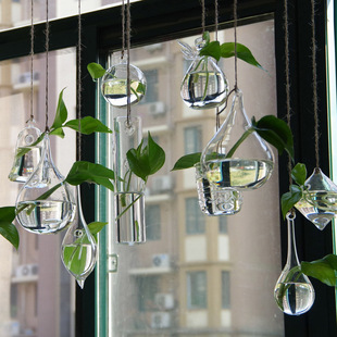 水培植物透明玻璃小清新花瓶悬挂吊瓶咖啡厅幼儿园创意家居装饰品