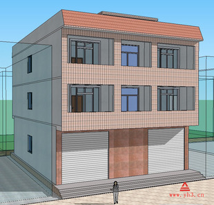 房子设计新农村自建房设计临街门面商铺 pf1215-3t01 民房设计图