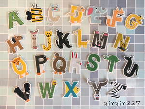 布艺刺绣彩色可爱动物卡通26个英文拼音字母 span class=h>胸针 /span