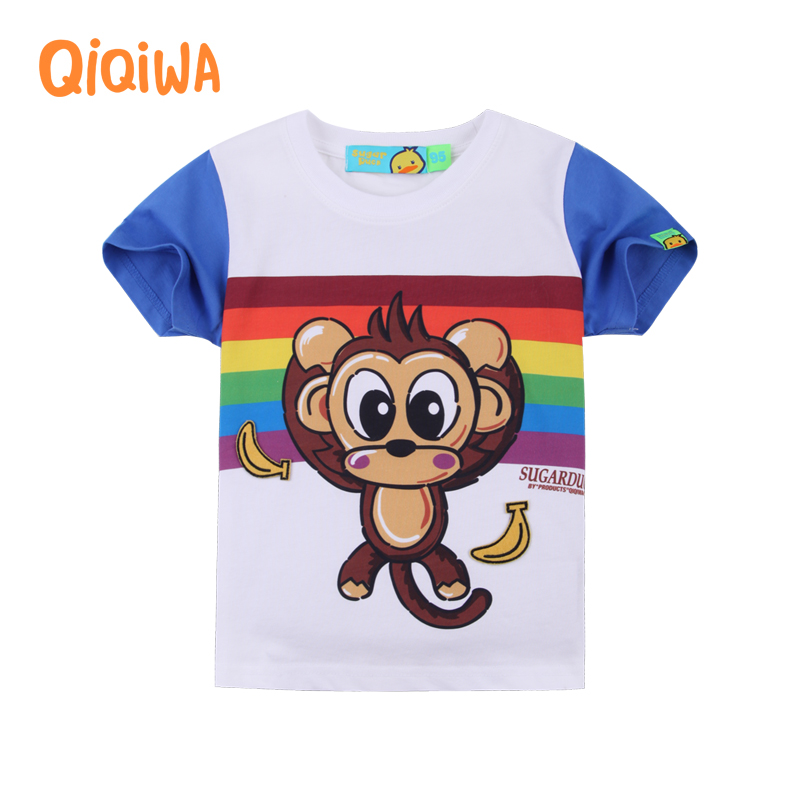 齐齐蛙qiqiwa童装 男童中童夏装新品纯棉小猴子T恤潮休闲儿童上衣