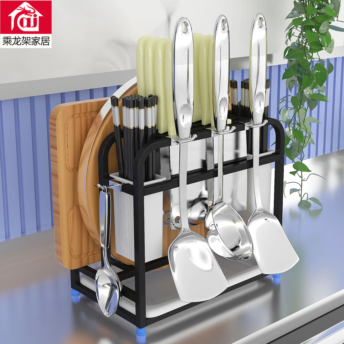 多功能不锈钢刀架厨房置物架菜刀砧板架筷子筒刀具用品整理收纳架
