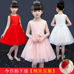2018新款儿童装礼服女童公主裙夏季长袖宝宝蓬蓬纱裙中大童连衣裙儿童礼服