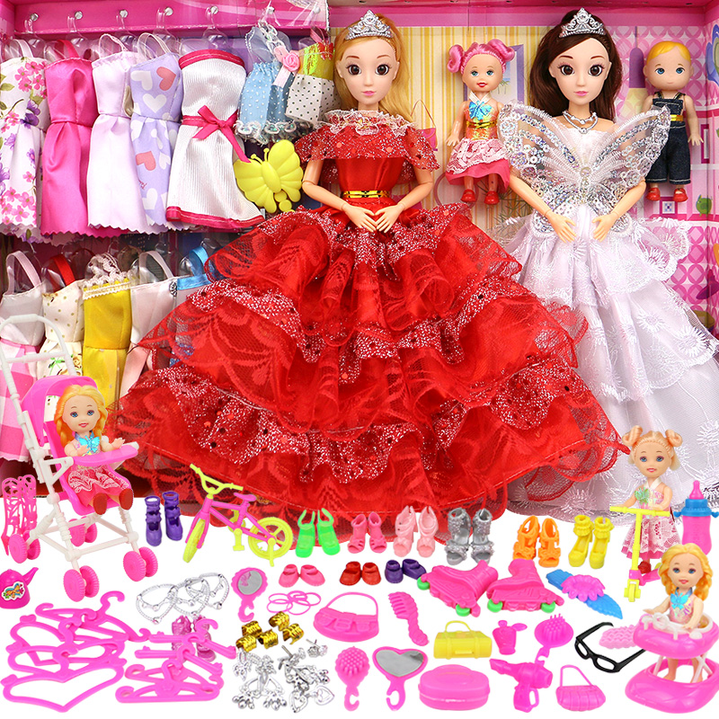 依甜芭比换装洋娃娃套装大礼盒女孩公主婚纱儿童玩具别墅城堡单个