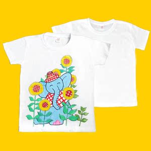 儿童 span class=h></p></a>手绘 /span>扎染纯棉白色短袖t恤衫 幼儿园手工