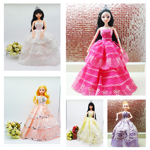 国产芭比娃娃婚纱公主玩具中国衣服装高档豪华礼服婚纱大裙蓬蓬裙